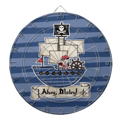 Pirate Ship  Skeleton Skull Pirate  Ahoy Matey Dart Board