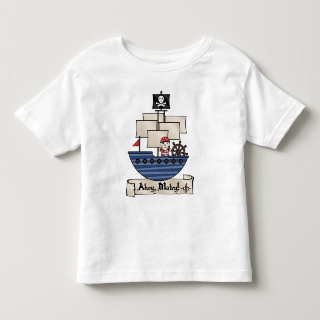 Pirate Ship | Skeleton Skull Pirate | Ahoy Matey! Toddler T-shirt (Front)