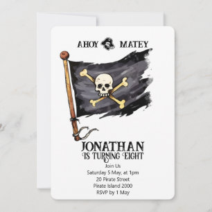 Pirate Ship Skull Birthday Invitation