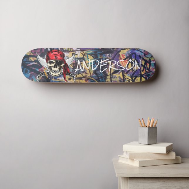  Pirate Ship Skull Skateboard (Wall Art (Horz))