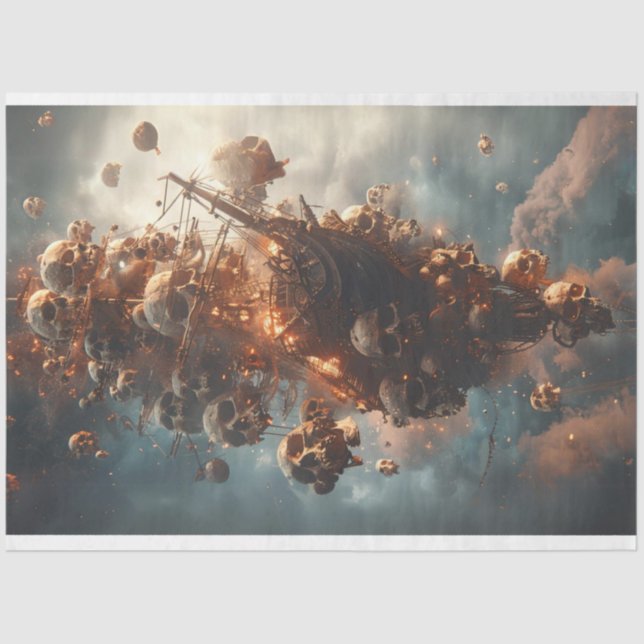 Pirate Ship Skulls Airplane Decoupage  Tissue Paper (Front)