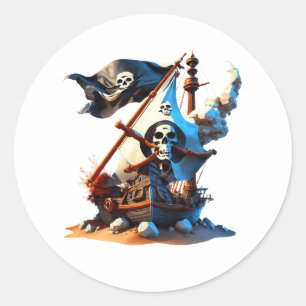 Pirate Ship Stickers! Classic Round Sticker