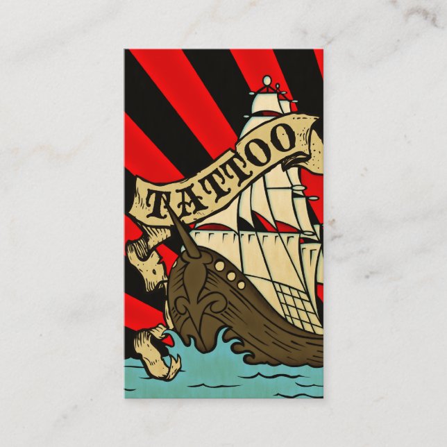 pirate ship tattoo business card (Front)