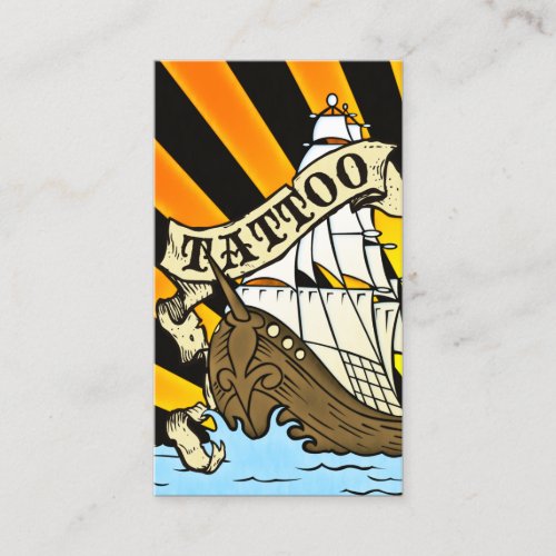 pirate ship tattoo business card templates