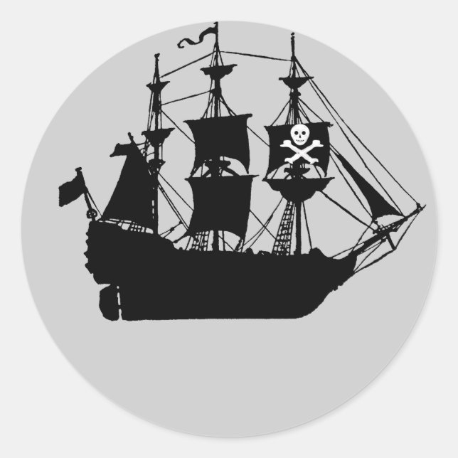 Pirate Ship Themed Birthday Party favor Classic Round Sticker (Front)