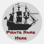 Pirate Ship Themed Birthday Party Favor Classic Round Sticker at Zazzle