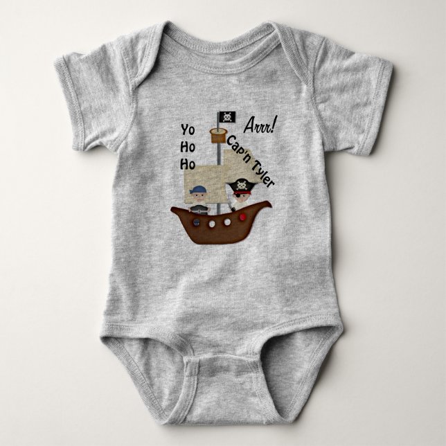 Pirate Ship Treasure Baby Baby Bodysuit (Front)