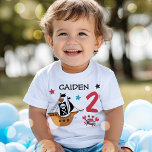 Pirate Ship Treasure Birthday Party Baby T-Shirt<br><div class="desc">Pirate Adventure Collection! 

Create a playful and memorable adventure for the birthday buccaneer and his crew!
Browse our carefully curated matching items designed to complement each other seamlessly. 
Create a cohesive look with coordinating decor,  tableware,  and accessories.

All designs are © PIXEL PERFECTION PARTY LTD</div>