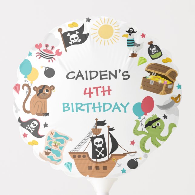 Pirate Ship Treasure Birthday Party Balloon (Front)