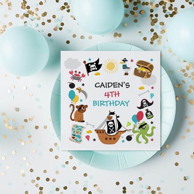 Pirate Ship Treasure Birthday Party Napkins (Creator Uploaded)