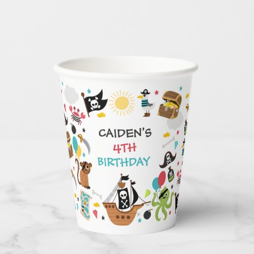 Pirate Ship Treasure Birthday Party Paper Cups