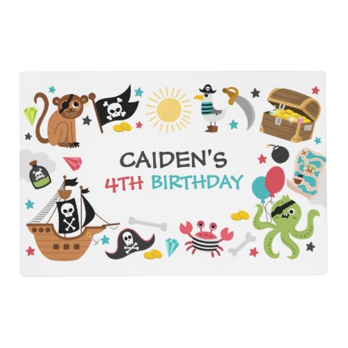 Pirate Ship Treasure Birthday Party Placemat