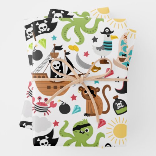 Pirate Ship Treasure Birthday Party Wrapping Paper Sheets