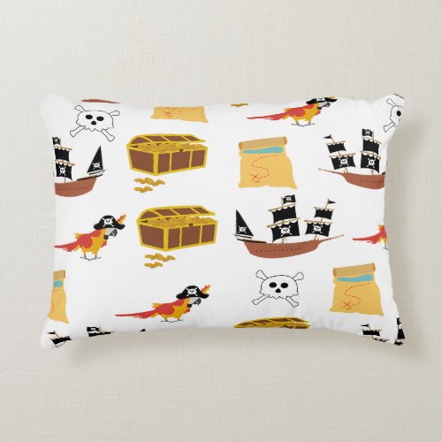 Pirate Ship Treasure Chest Theme Pattern Accent Pillow
