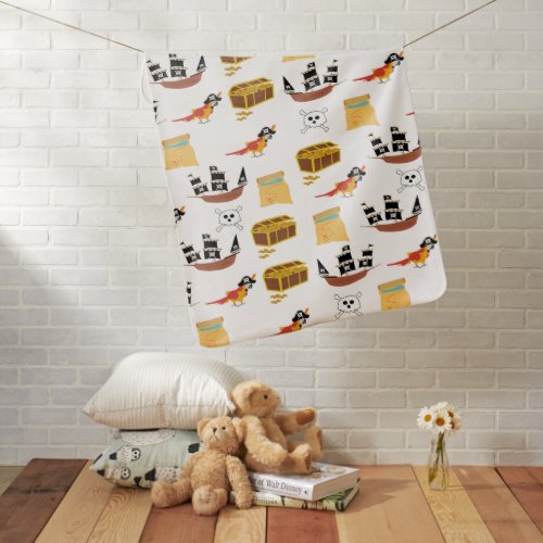Pirate Ship Treasure Chest Theme Pattern Baby Blanket