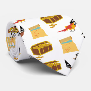 Pirate Ship Treasure Chest Theme Pattern Neck Tie