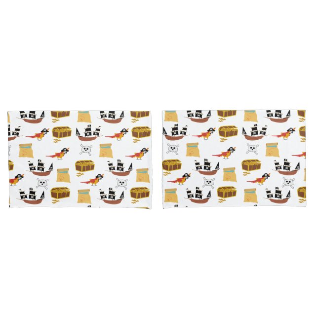 Pirate Ship Treasure Chest Theme Pattern Pillow Case (Front-Set)