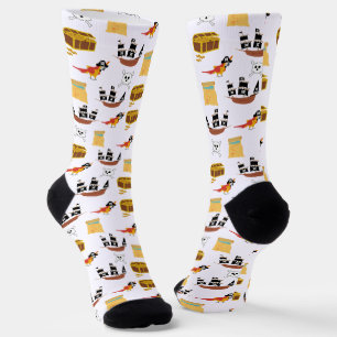 Pirate Ship Treasure Chest Theme Pattern Socks