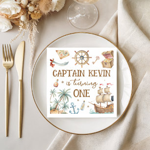 Pirate Ship Treasure Map Birthday Napkins
