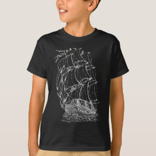 Pirate Ship Vintage Retro Nautical Sailing Boat Ca T-Shirt