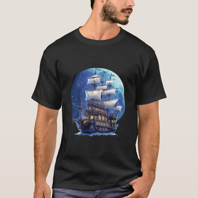 Pirate Ship Voyage Beauty Nature Ocean Discovery T-Shirt (Front)