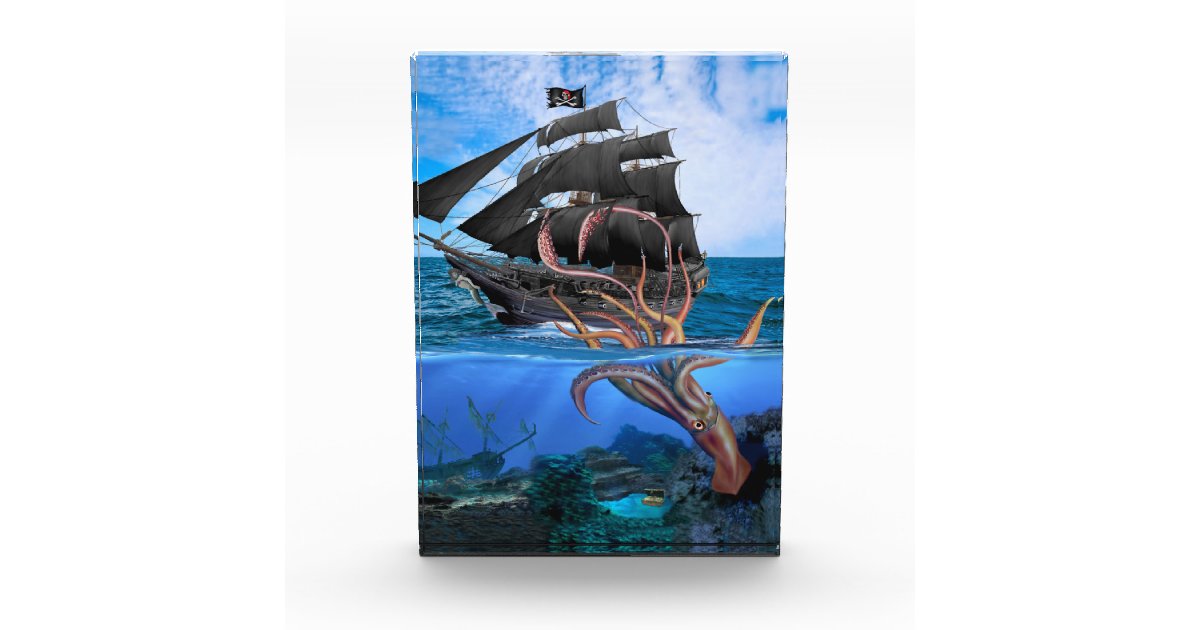 Pirate Ship Vs The Giant Squid Acrylic Award Zazzle Com
