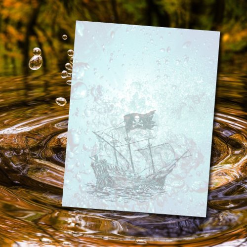 Pirate Ship Water Background Scrapbook Paper