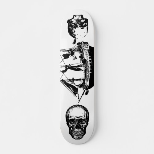 Pirate ship with 2 skulls facing out skateboard