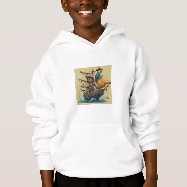 pirate ship with a parrot hoodie (Front)