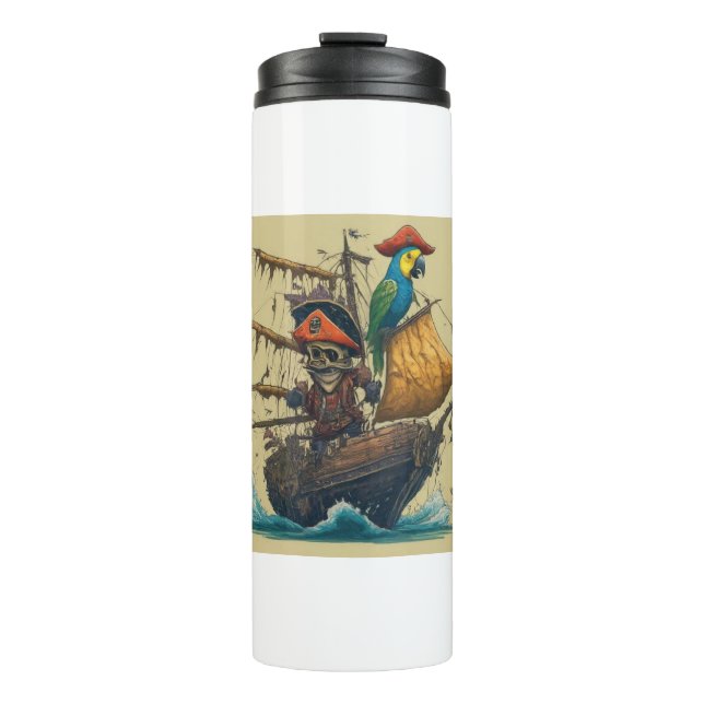 pirate ship with a parrot thermal tumbler (Front)