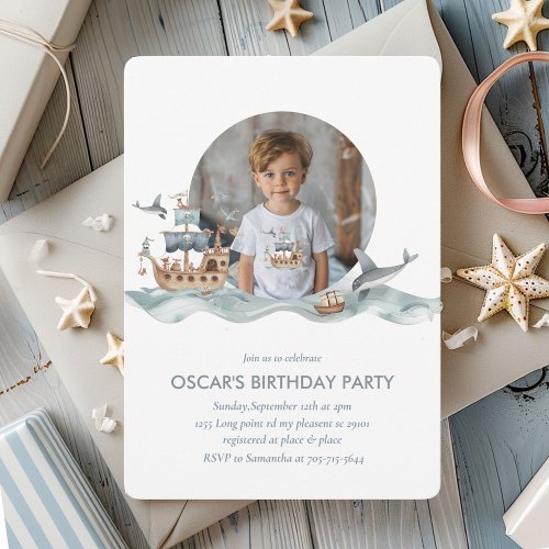 Pirate Ship with Animals Kids Party  Invitation