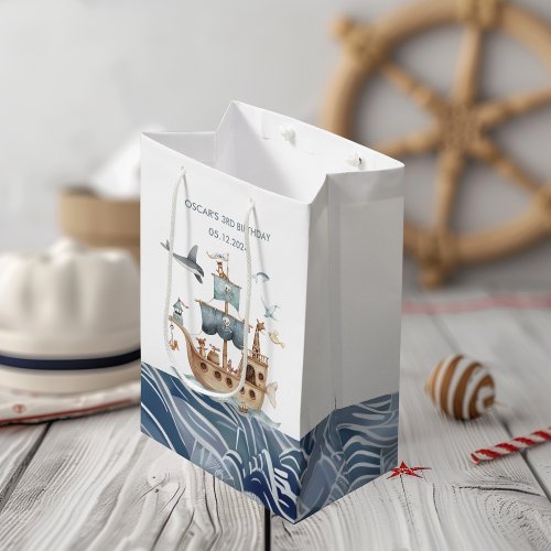 Pirate Ship with Animals Kids Party  Medium Gift Bag