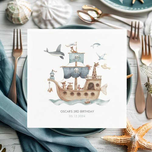 Pirate Ship with Animals Kids Party  Napkins