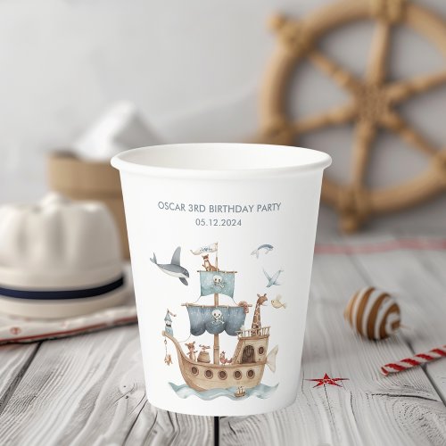 Pirate Ship with Animals Kids Party  Paper Cups