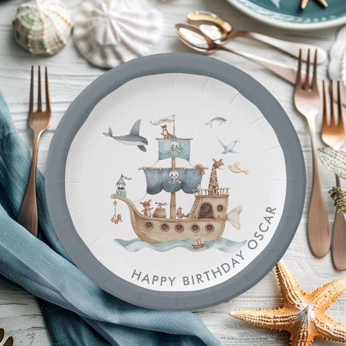 Pirate Ship with Animals Kids Party  Paper Plates