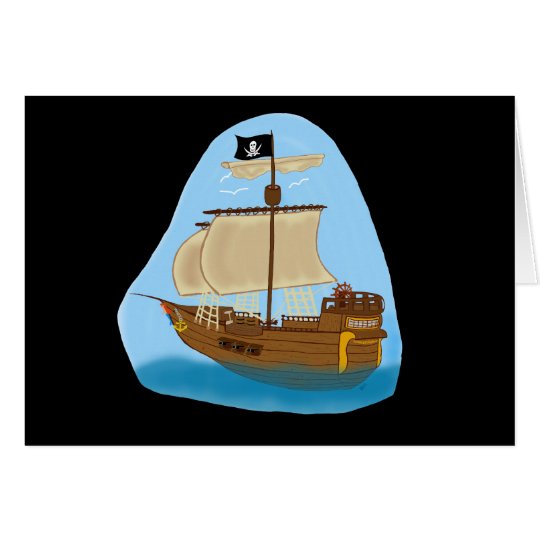 Pirate Ship with Flag Card