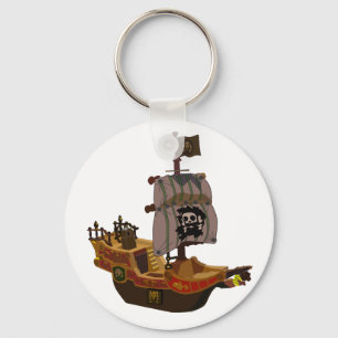 Pirate Ship with Skull Flag Keychain