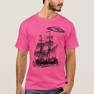 Pirate Ship With Ufo T-Shirt