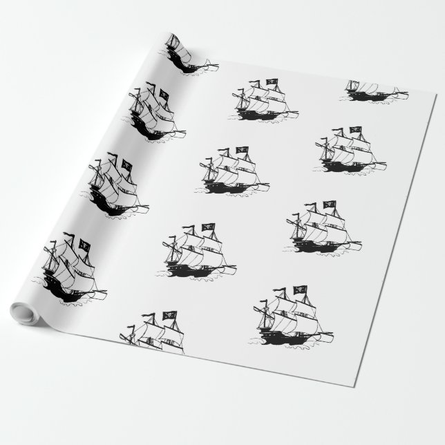 Pirate Ship Wrapping Paper (Unrolled)