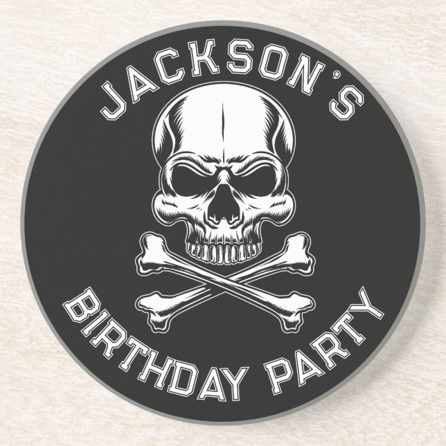 Pirate  Ship's Skull  Black Coaster (Front)