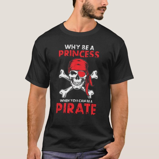 Pirate Shirt For Girls Skull Eye Patch & Crossbone (Front)