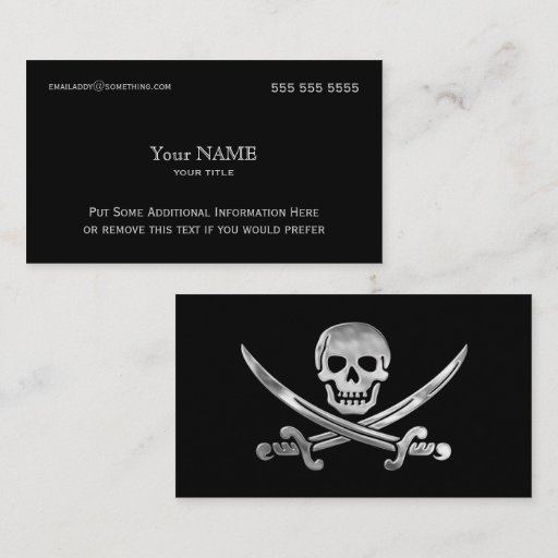 Customizable Pirate Silver Business Card Template