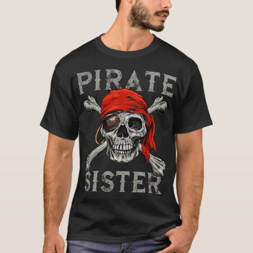 Pirate Sister Girl Jolly Roger Skull  Crossbones T_Shirt