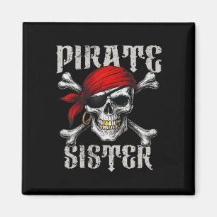 Pirate Sister Jolly Roger Flag And Skull Crossbone Magnet