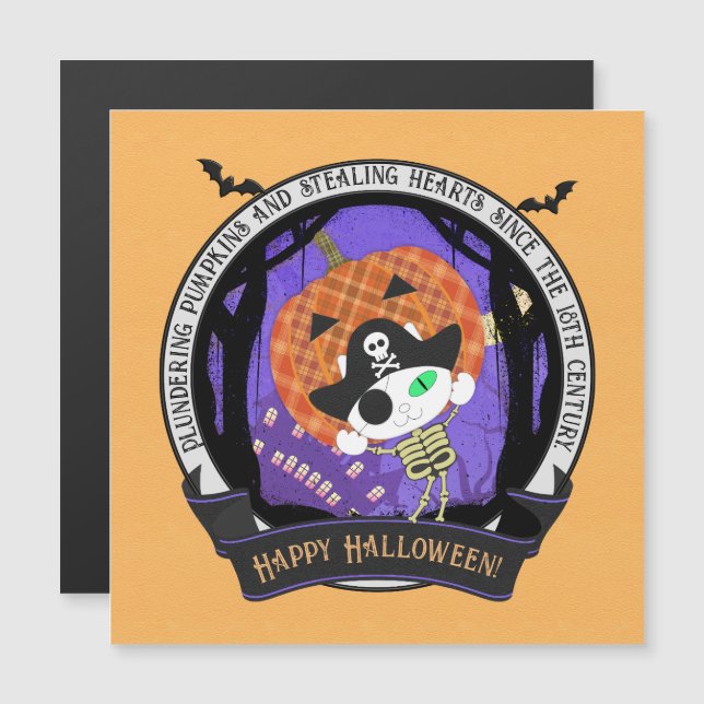 Pirate Skeleton Cat Magnetic Card (Front/Back)