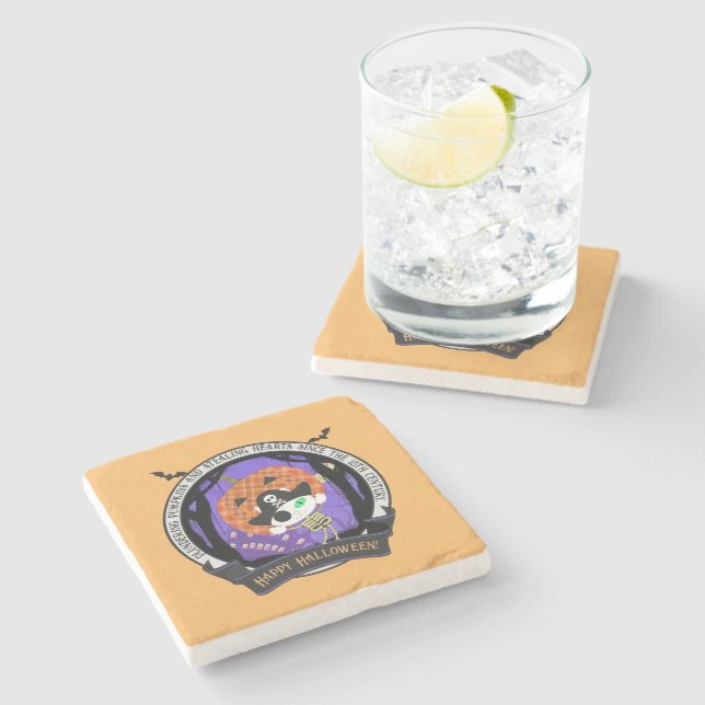 Pirate skeleton cat stone coaster (Side)