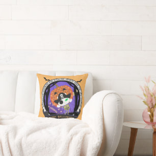 Pirate skeleton cat Throw Pillow
