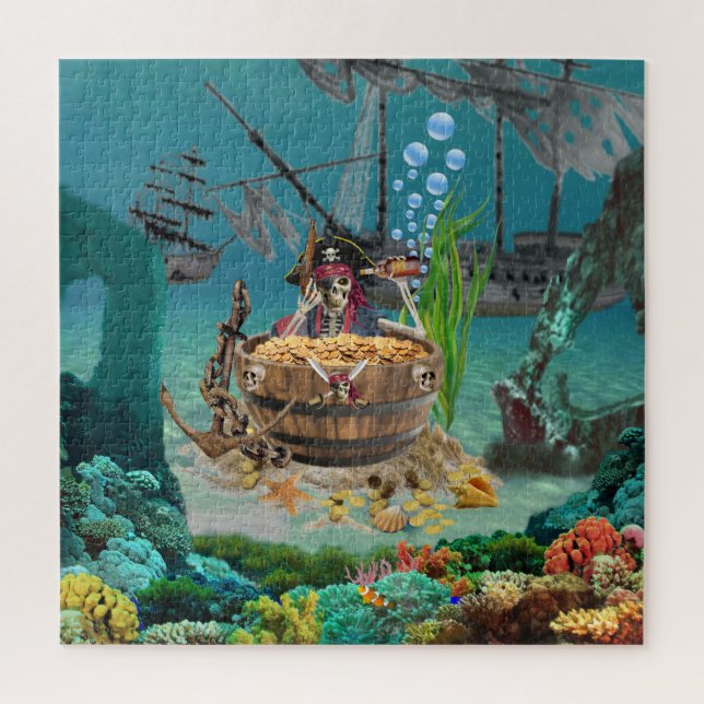 PIRATE SKELETON IN A BARREL JIGSAW PUZZLE (Vertical)