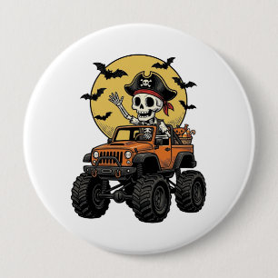 Pirate Skeleton Monster Truck Halloween Design_1 Button