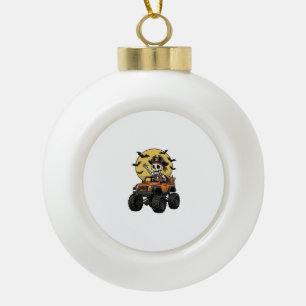 Pirate Skeleton Monster Truck Halloween Design_1 Ceramic Ball Christmas Ornament